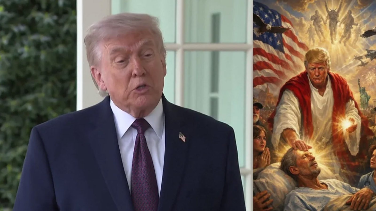 தன்னை 'இயேசு' போல சித்தரித்த புகைப்படம்: கடும் எதிர்ப்பால் நீக்கிய அதிபர் டிரம்ப் - பின்னணி என்ன?