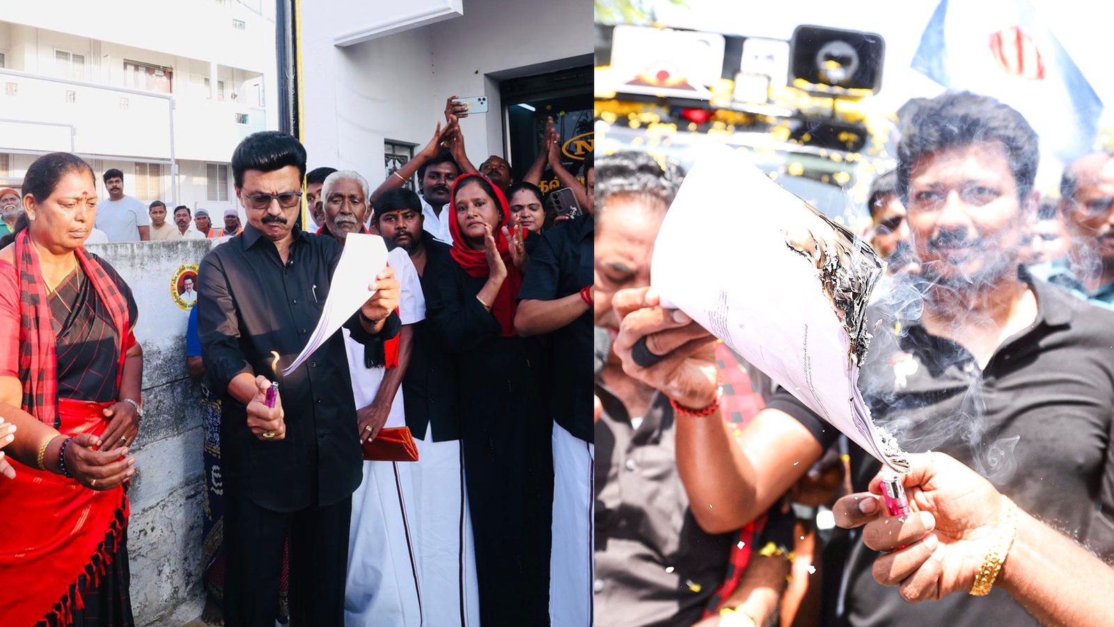 தீ_பரவட்டும்: மதுரையில் கருப்புச் சட்ட நகலை எரித்து உதயநிதி ஸ்டாலின் அதிரடி!