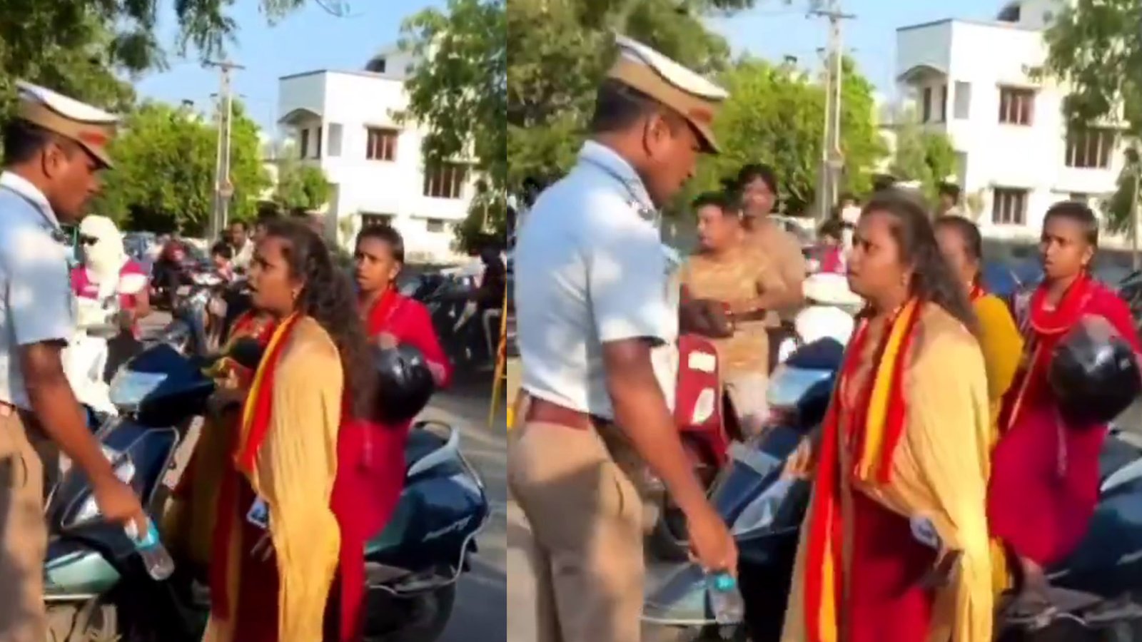 காவல்துறை வாகனத்திற்கே மிரட்டலா? ஹெல்மெட் இன்றி ஒரே பைக்கில் 3 டிவி்கே (TVK) தொண்டர்கள் - வைரலாகும் அதிர்ச்சி வீடியோ!