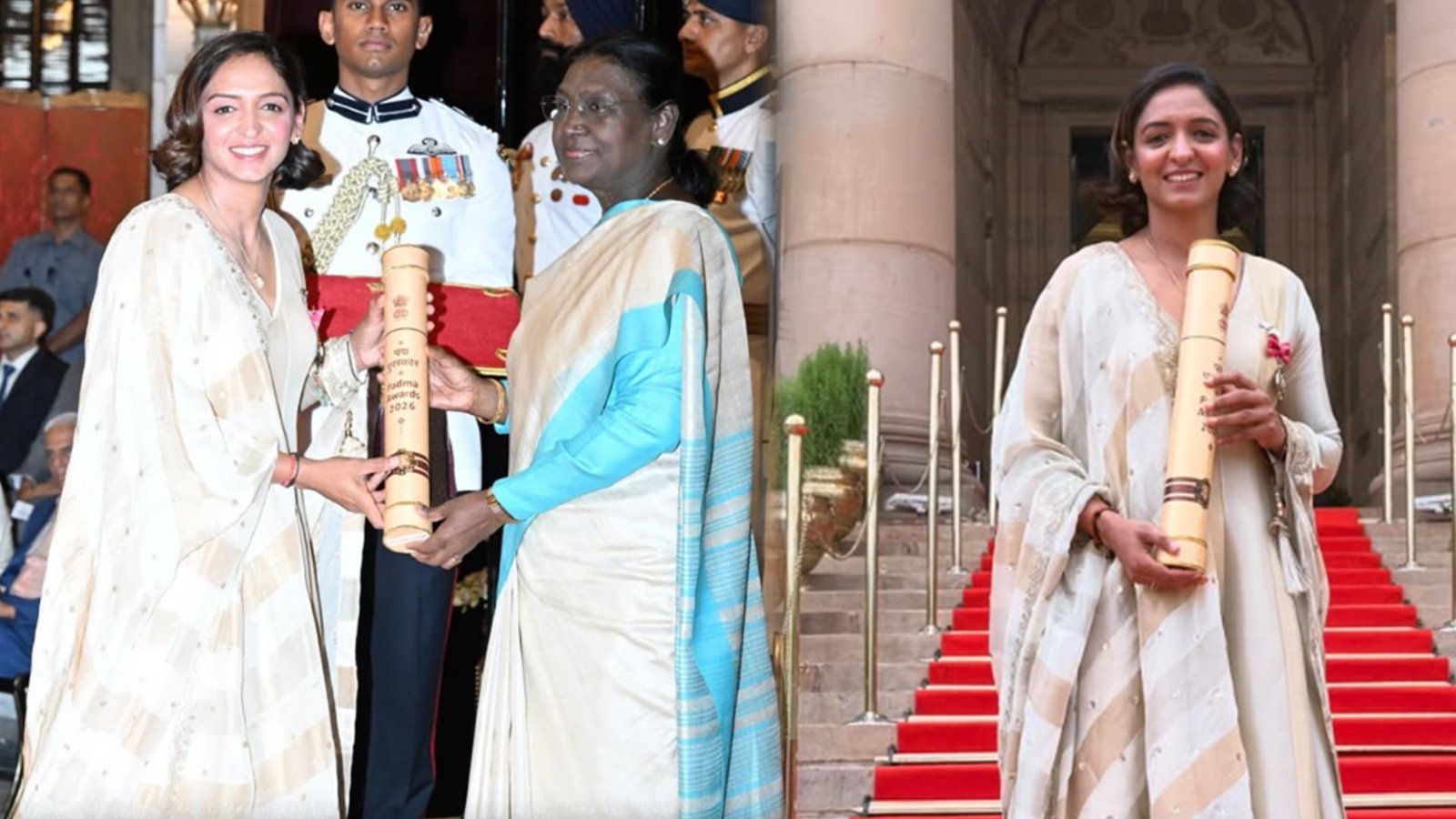 இந்திய மகளிர் கிரிக்கெட்டின் வரலாற்று நாயகி: குடியரசுத் தலைவரிடம் இருந்து 'பத்ம ஸ்ரீ' விருதை நேரில் பெற்றார் கேப்டன் ஹர்மன்பிரீத் கவுர்!