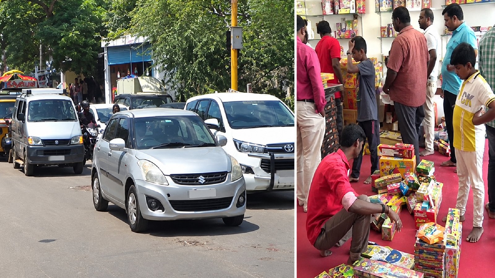 சிவகாசியில் சூடுபிடித்த பட்டாசு விற்பனை: வெளியூர் வாகனங்களால் கடும் போக்குவரத்து நெரிசல்!