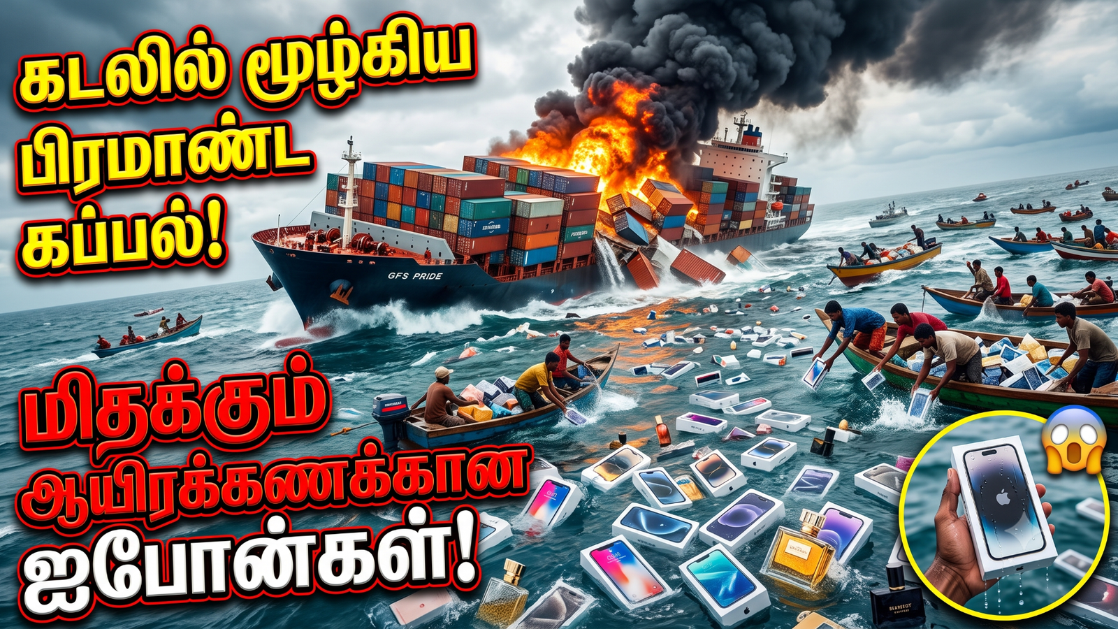 விபத்தில் மூழ்கிய சரக்குக் கப்பல்! கடலில் மிதக்கும் ஐபோன்கள்