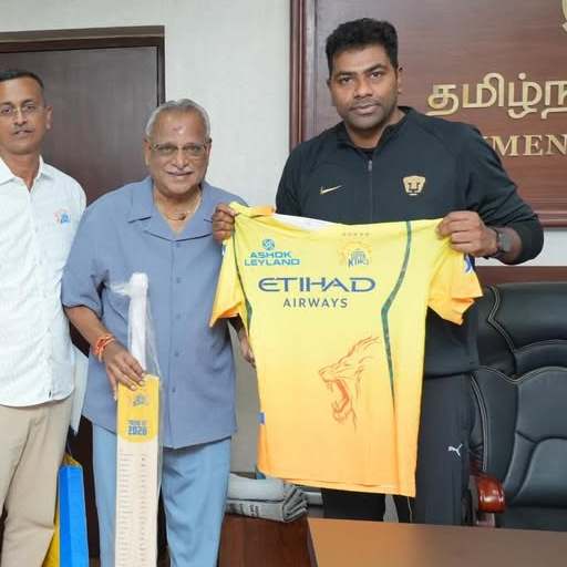 தமிழ்நாடு விளையாட்டு மேம்பாட்டு ஆணையத்தில் சிஎஸ்கே சிஇஓ காசி விஸ்வநாதன் - அமைச்சர் ஆதவ் அர்ஜுனா சந்திப்பு: விளையாட்டு உள்கட்டமைப்பு குறித்து முக்கிய ஆலோசனை!