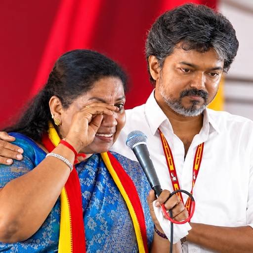 கண் கலங்கி பேசிய சத்தியபாமா... ஆறுதல் கூறிய முதல்-அமைச்சர் விஜய்